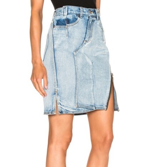 3.1 PHILLIP LIM Indigo Denim Asymmetric Zipper Miniskirt - Picture 3 of 6